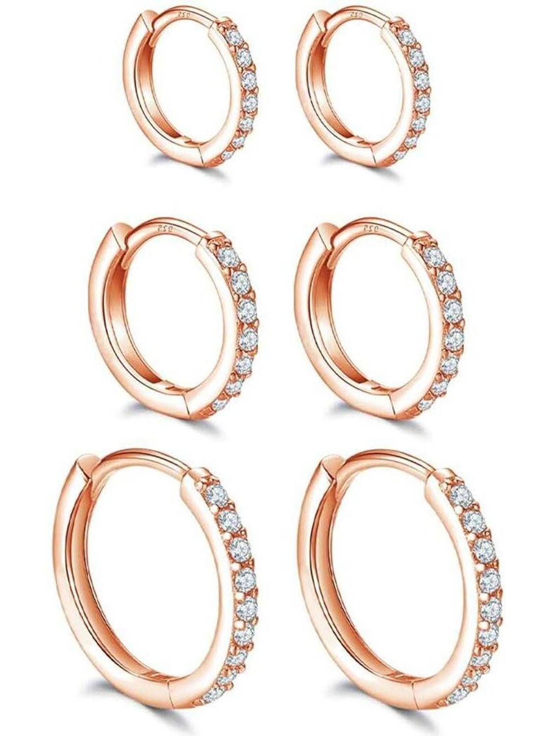 Bawree 18K Rose Gold Plated Crystal Stone Earrings Combo For Women & Girls Crystal Metal Stud Earring