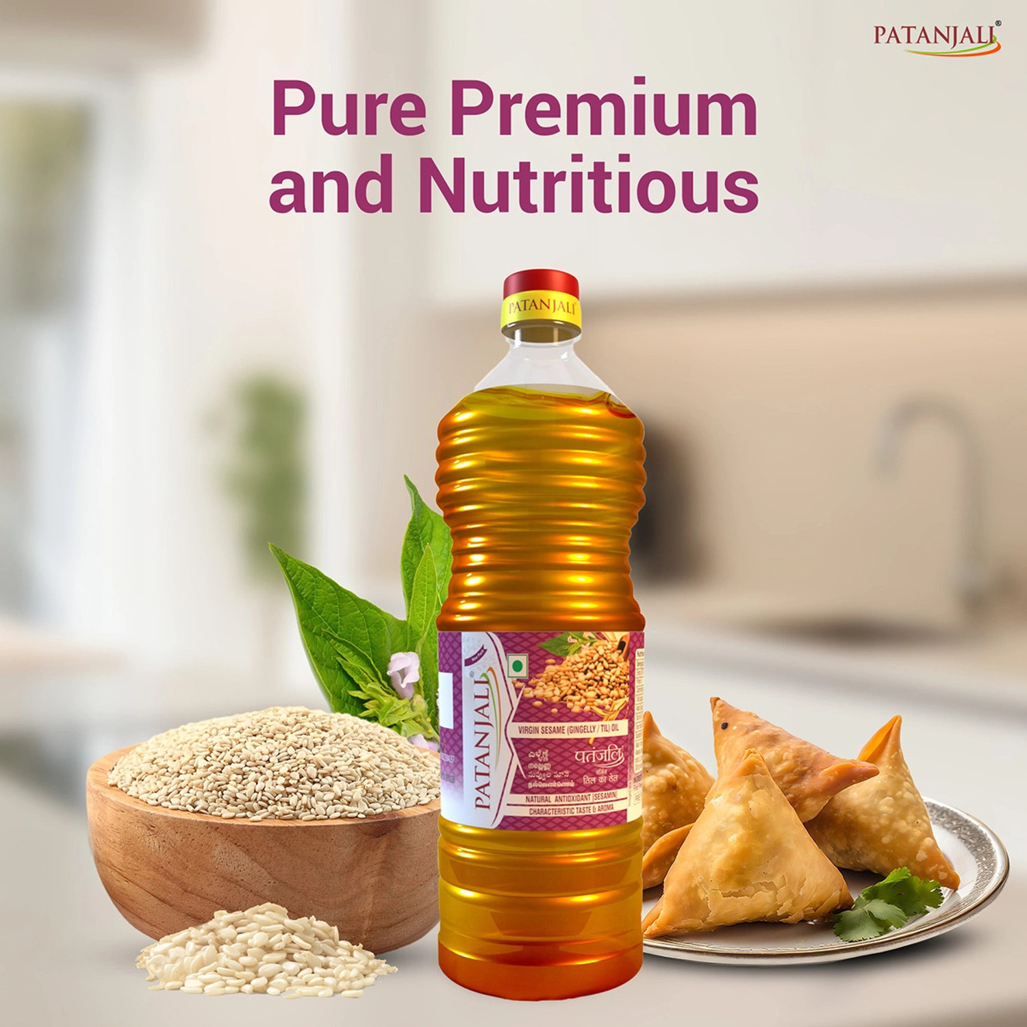 Image of PATANJALI Sesame Oil (Gingelly / Til) Pure & Natural, Edible Oil for Cooking, Frying Sesame Oil