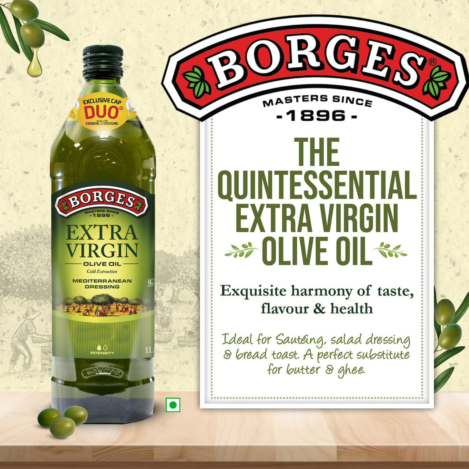 Image of BORGES Extra Virgin Olive Oil Glass Bottle