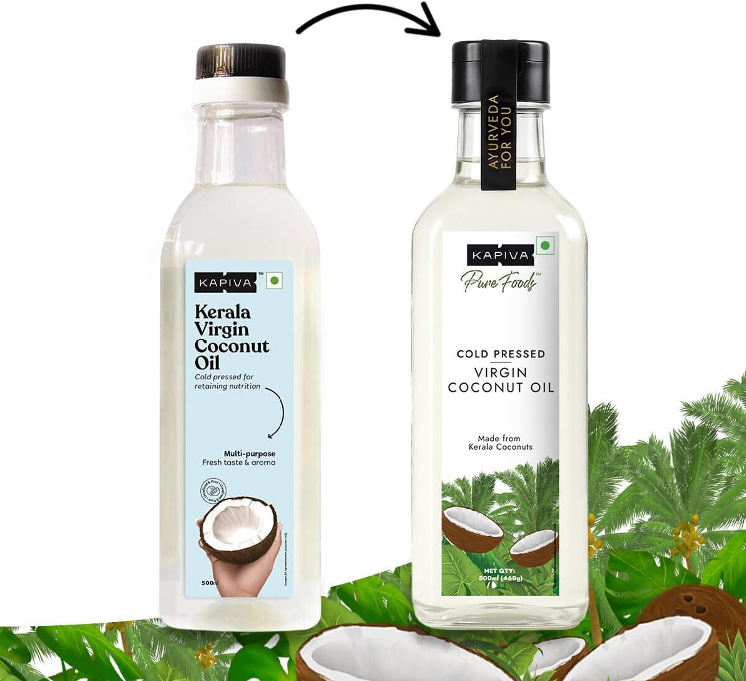 Image of Kapiva Virgin Cold-Pressed | 100% Pure, Unrefined, Organic & Edible Coconut Oil