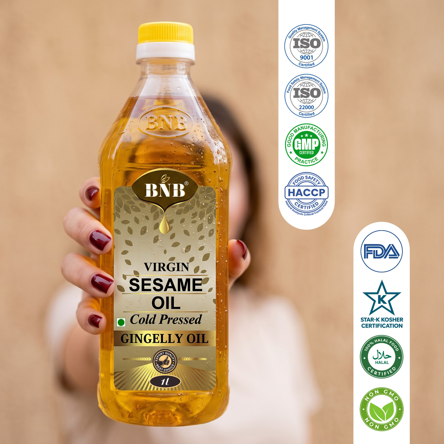 Image of BNB Virgin Sesame Oil|Til OIl|Gingelly Oil|Cold Pressed Cooking Oil |Deepak Puja Oil Sesame Oil (1 L)