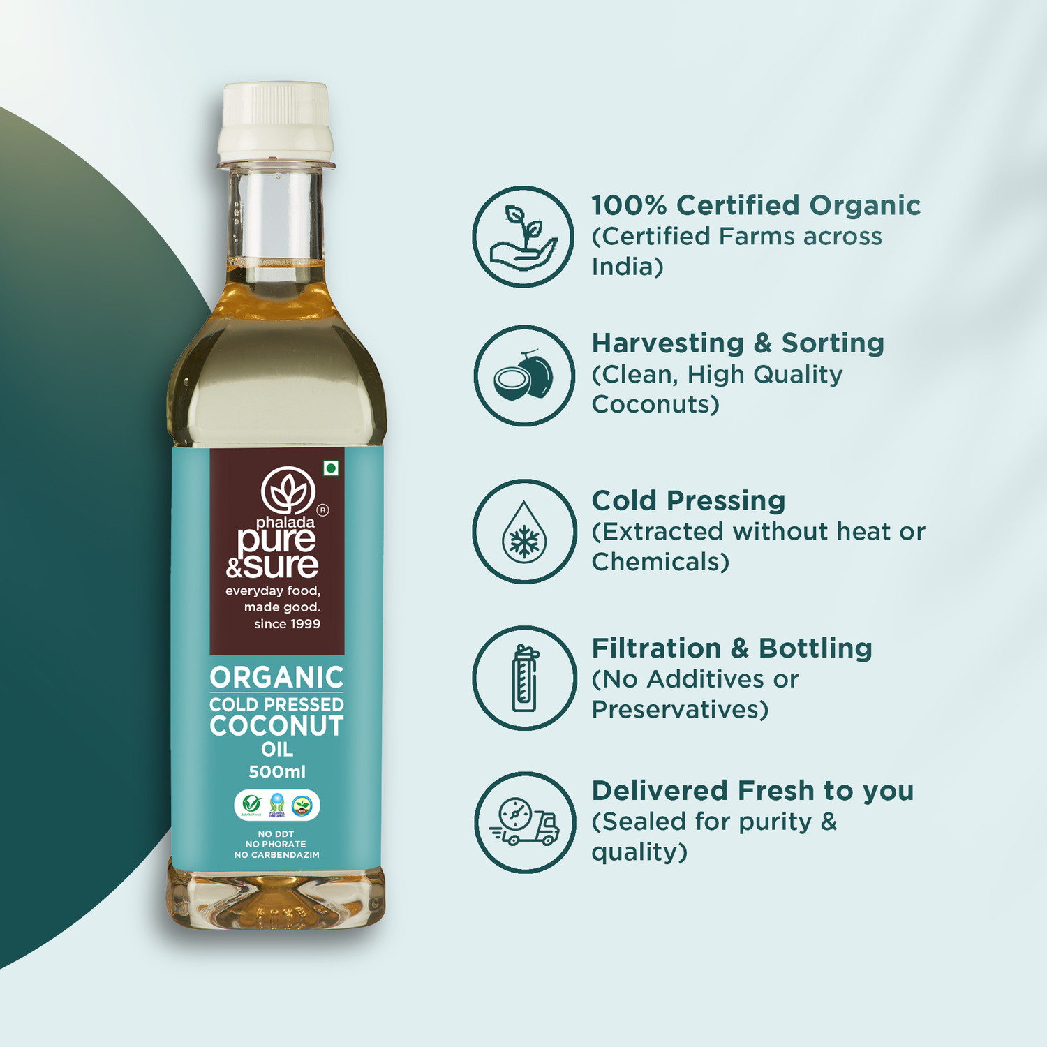 Image of Pure & Sure Organic Cold Pressed Coconut Oil (500 ml)
