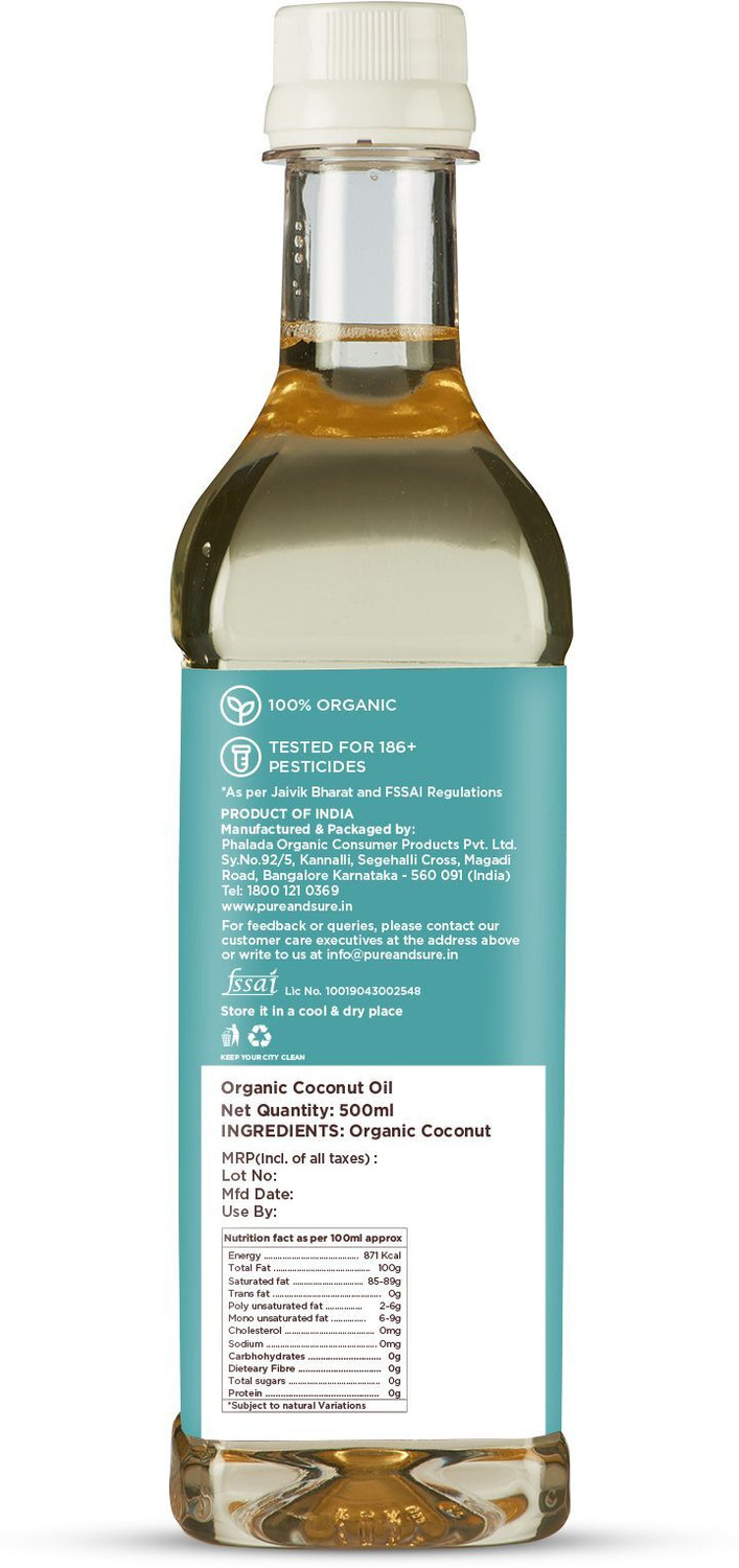 Image of Pure & Sure Organic Cold Pressed Coconut Oil (500 ml)