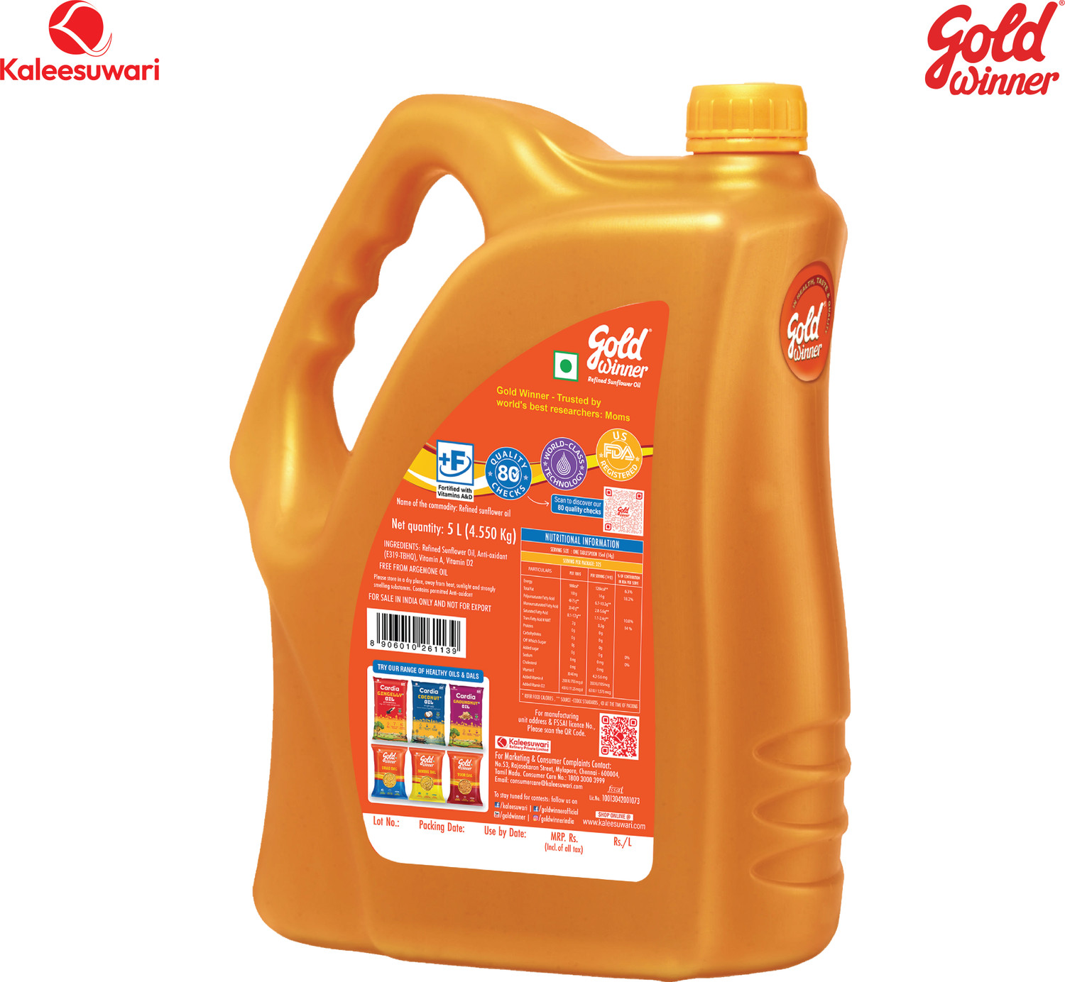 Image of Gold Winner Refined Sunflower Oil Can