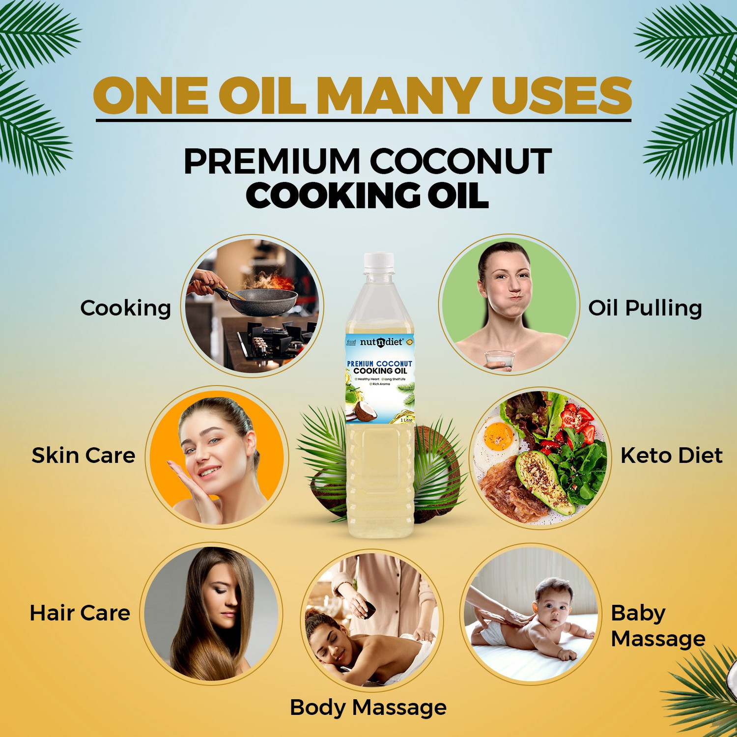 Image of nutndiet Premium Edible Coconut Cooking Oil | Chemical-Free, Rich in Nutrients Coconut Oil