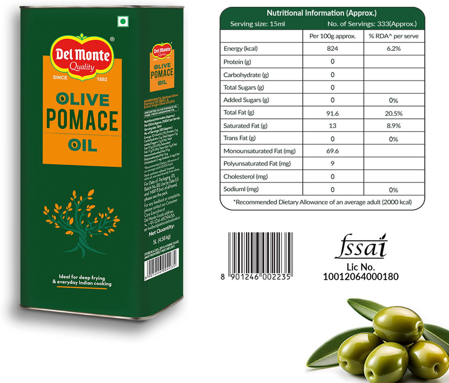 Image of Del Monte Pomace Olive Oil (5 L)