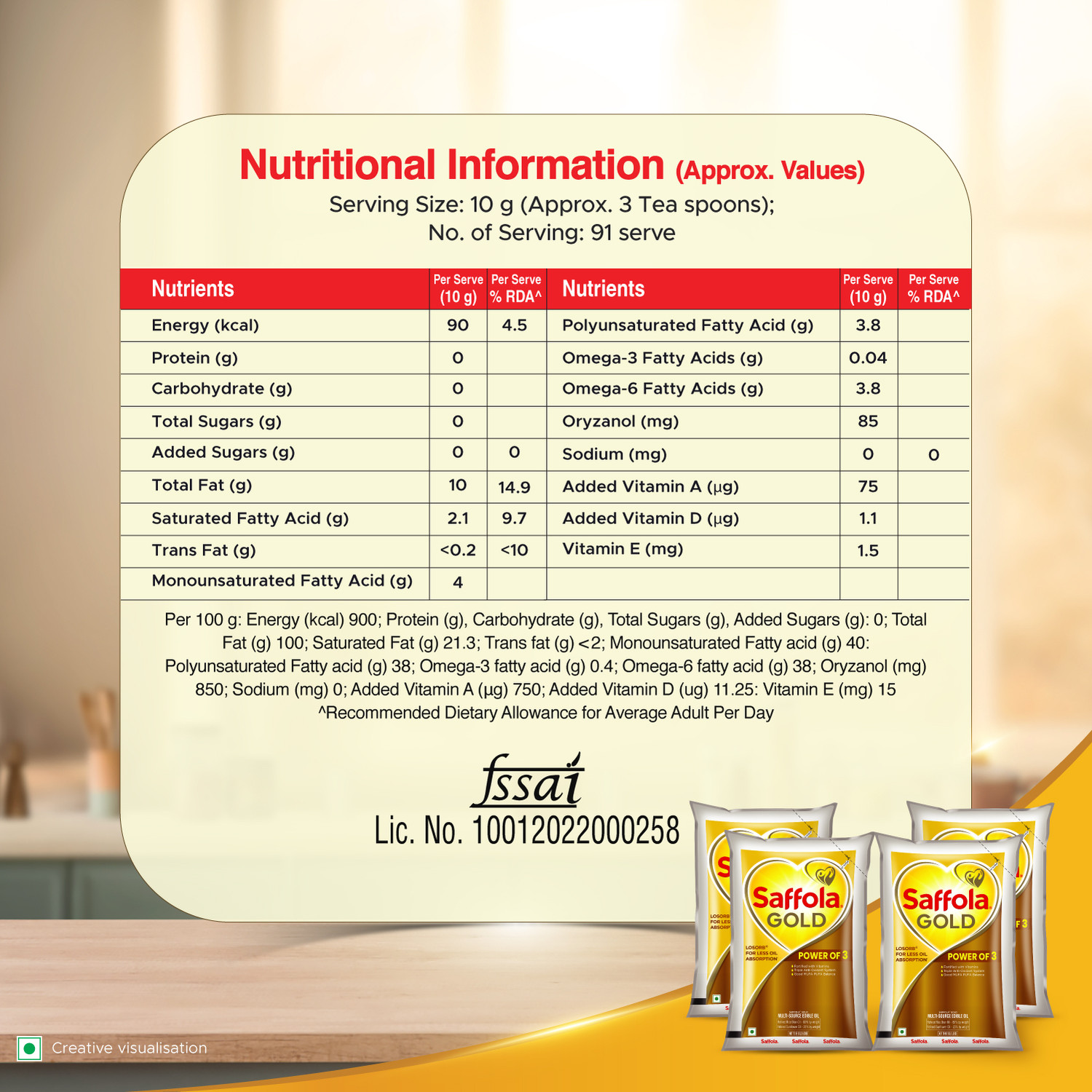 Image of Saffola Gold Sunflower & Rice Bran refined oil | For heart healthy and delicious cooking Blended Oil Pouch