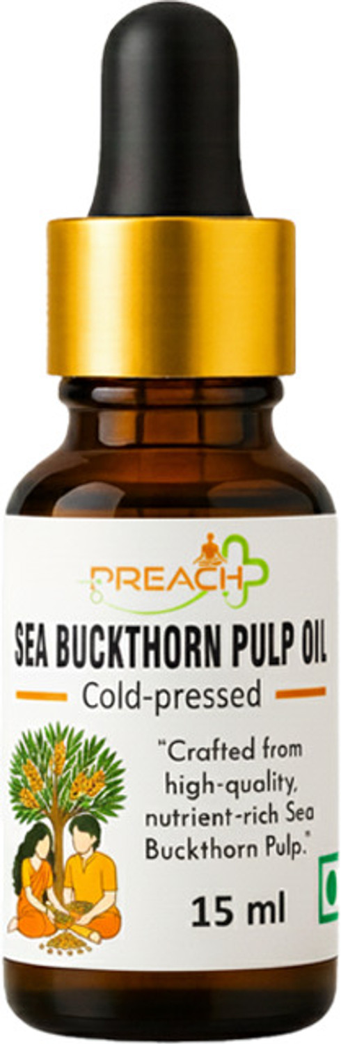 Image of preach pharma Sea Buckthorn Pulp Oil, Cold Press, Omega 3 6 7 9, Skin Hair Extract Oil