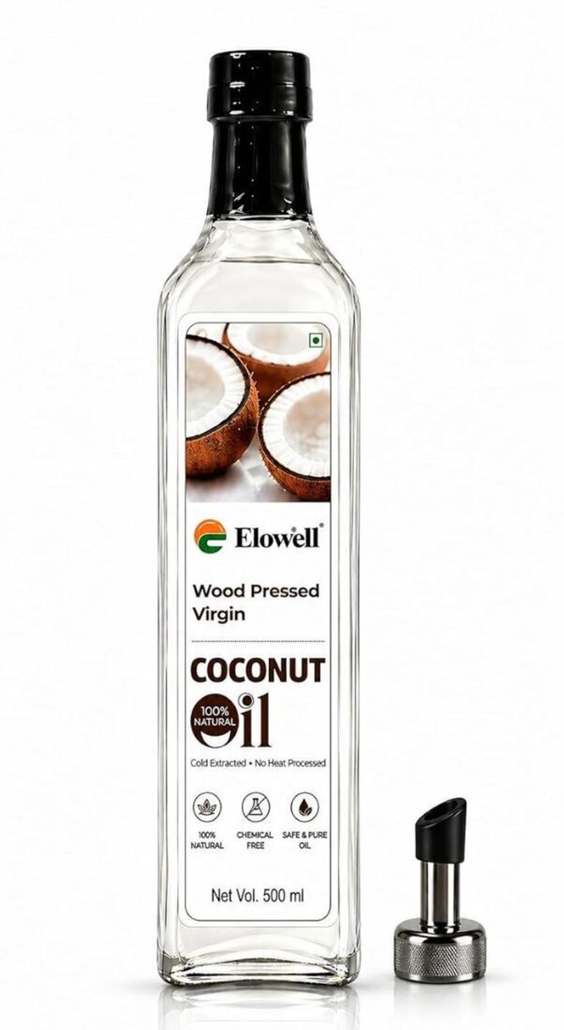 Image of Elowell Edible Cold Pressed for Cooking Hair & Skin Coconut Oil