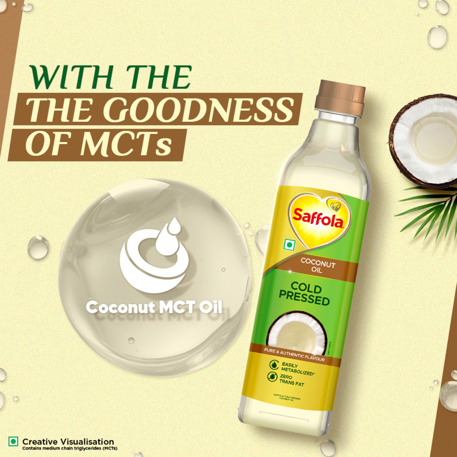 Image of Saffola Cold Pressed Coconut Oil
