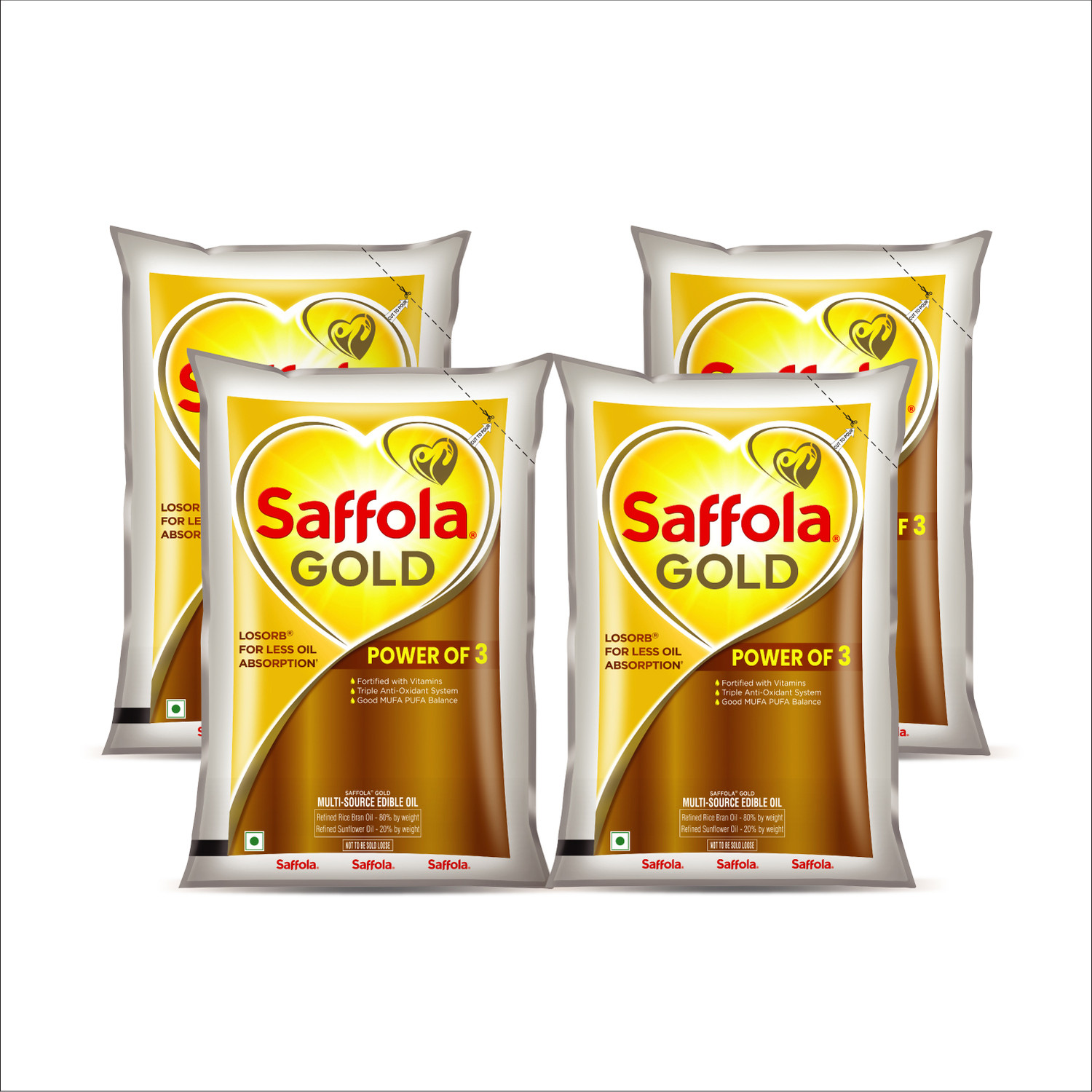 Image of Saffola Gold Sunflower & Rice Bran refined oil | For heart healthy and delicious cooking Blended Oil Pouch