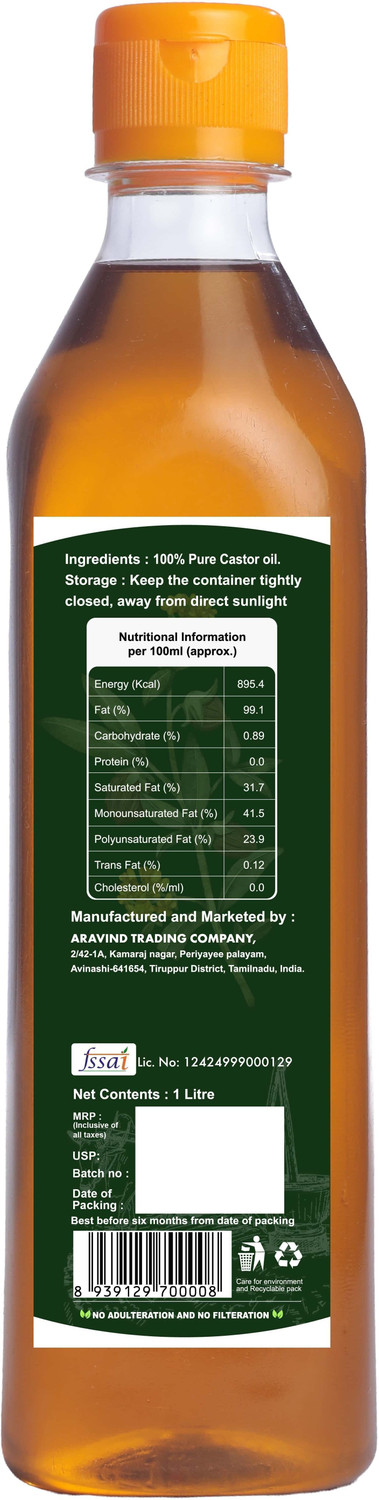 Image of NeeraFarm Cooking Castor Oil | Edible Wood Pressed Unrefined| Castor Oil