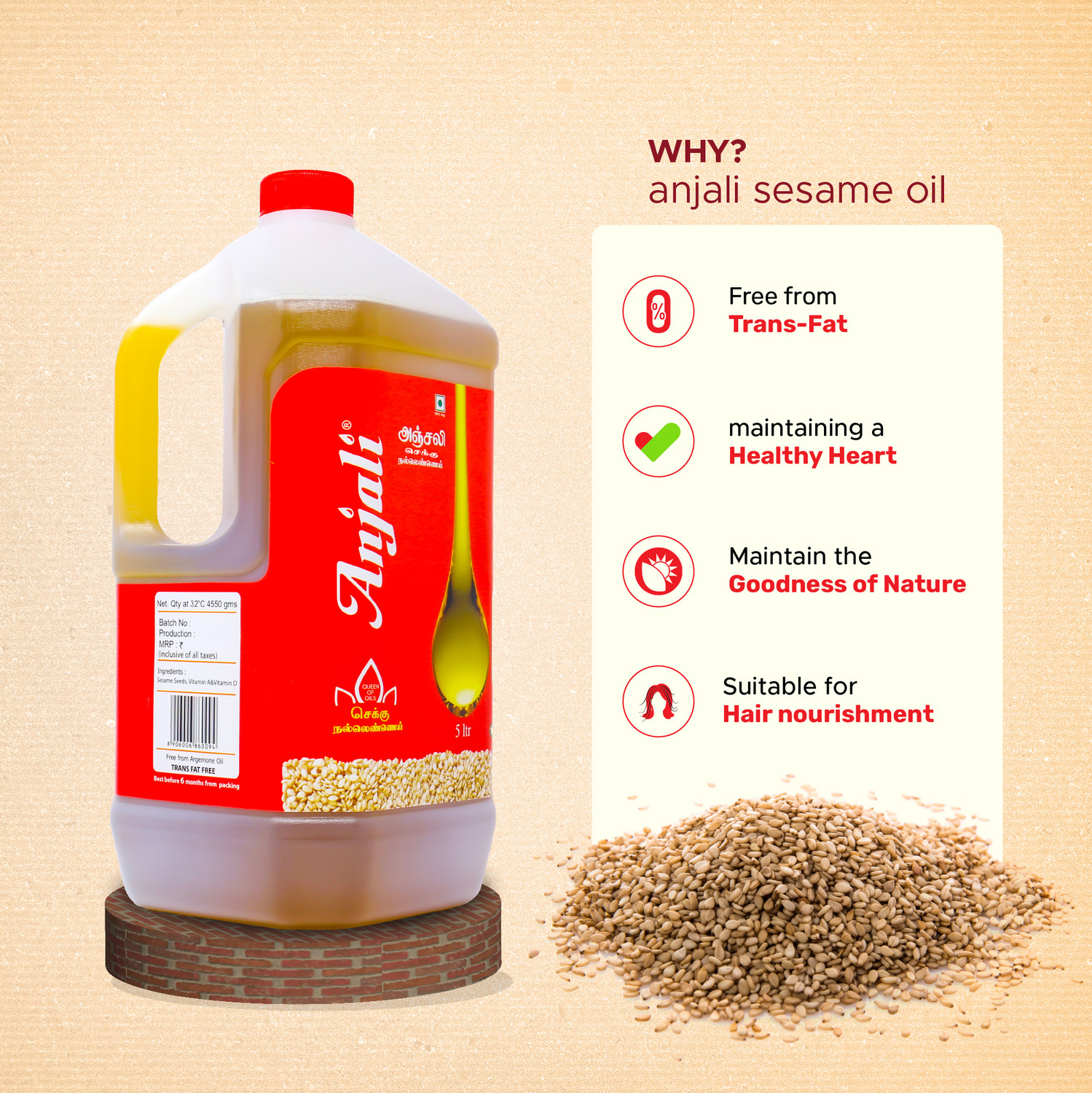 Image of Anjali 5 LITRE CAN Sesame Oil