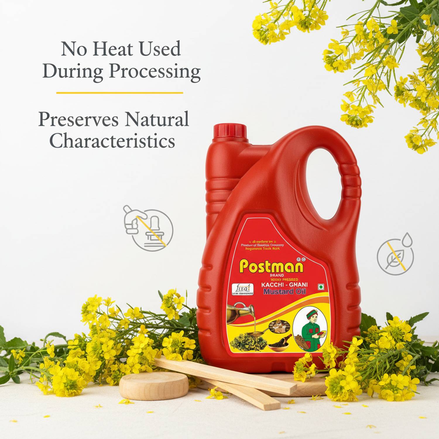 Postman Wood Pressed Mustard Oil 1L - Image 2