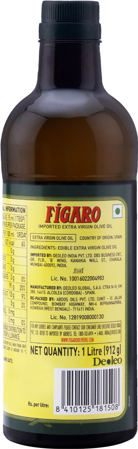 Image of FIGARO Extra Virgin Olive Oil PET Bottle (1000ml) PACK OF 1 Olive Oil