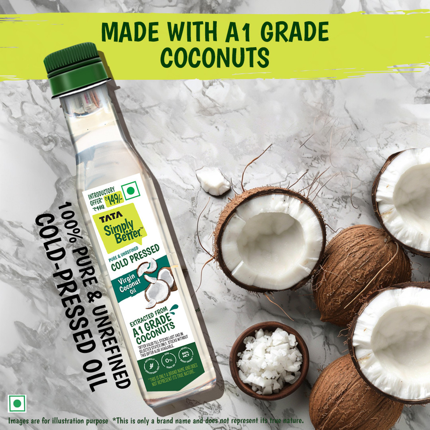 Image of Tata Simply Better Coconut Oil 100ml | Rich Aroma & Flavour of Real Coconuts | Coconut Oil