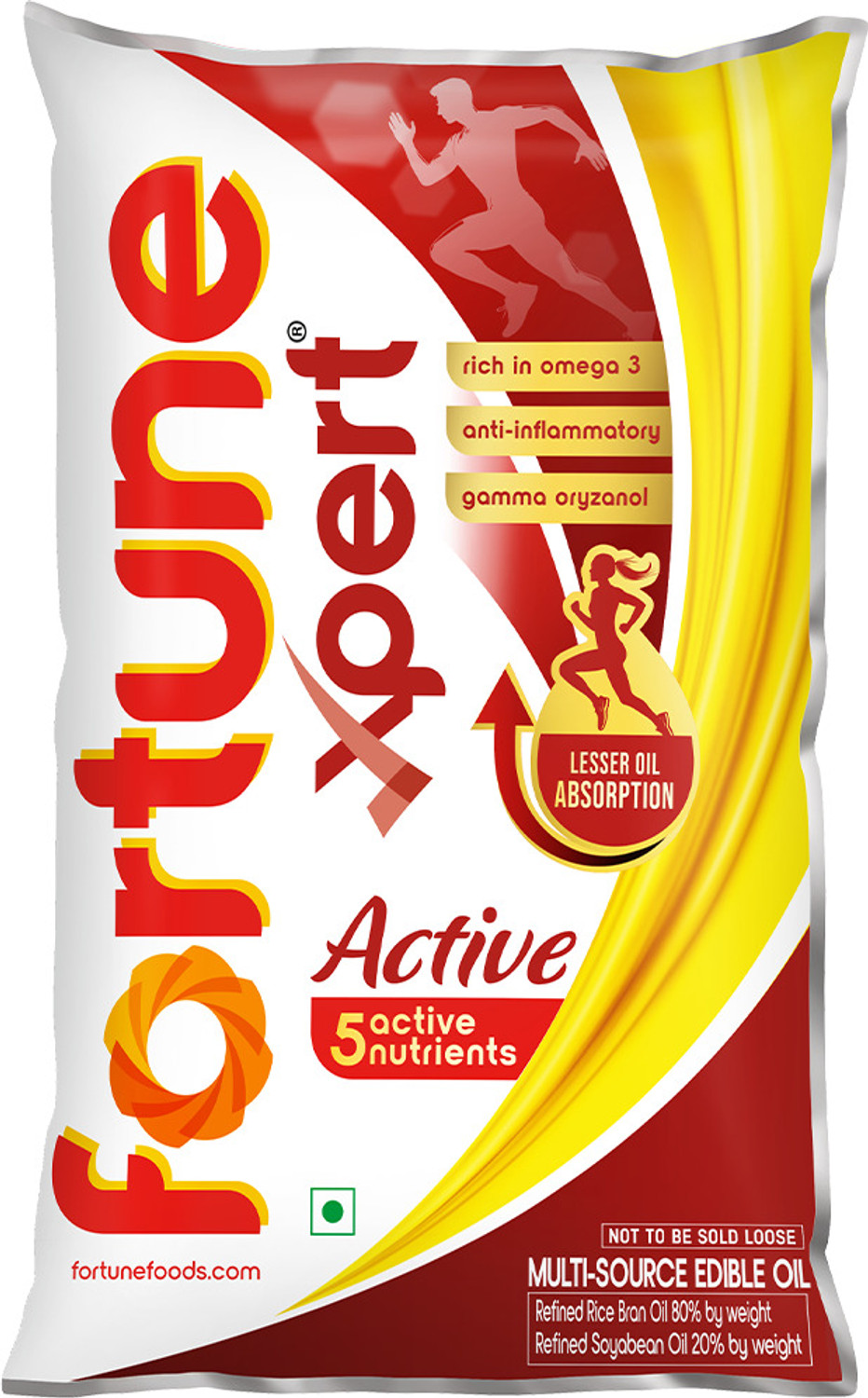 Image of FORTUNE Xpert Active Rice Bran Oil & Soyabean Oil | 5 Active Nutrients | Rich in Omega 3 Blended Oil