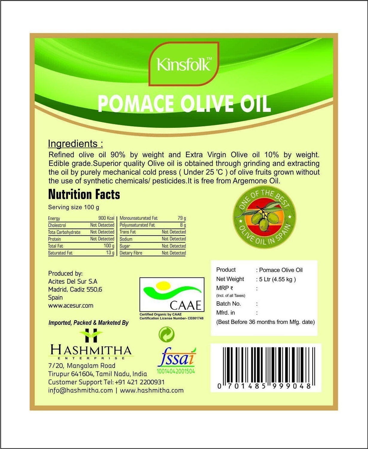 Image of Kinsfolk POAMCE Olive Oil