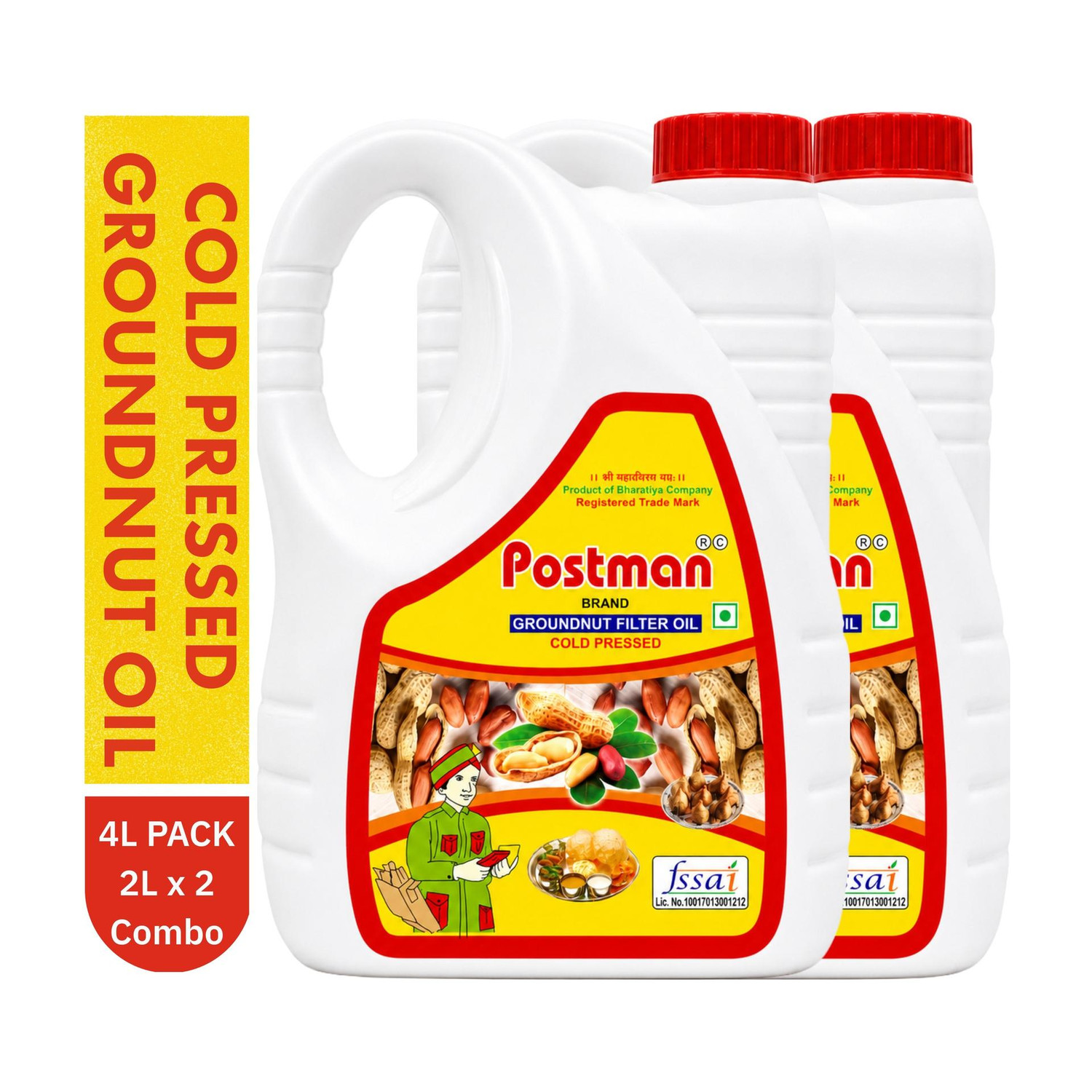 Image of Postman Cold Pressed Peanut Singdana Double Filtered Groundnut Oil (2 x 2 L)