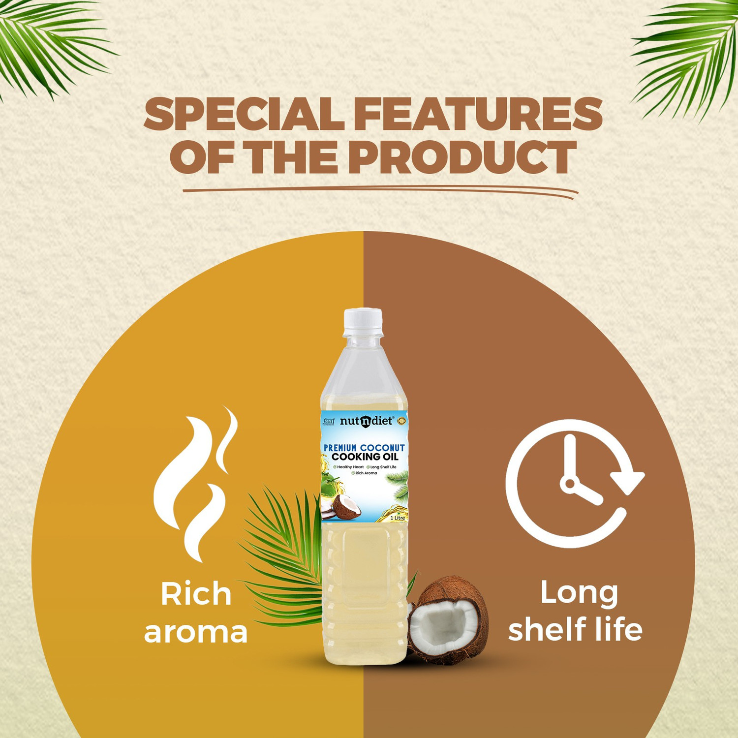 Image of nutndiet Premium Edible Coconut Cooking Oil | Chemical-Free, Rich in Nutrients Coconut Oil