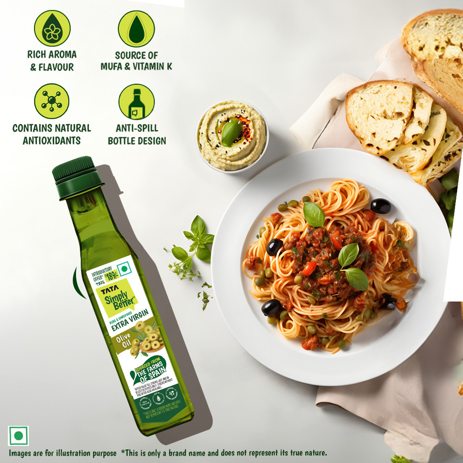 Image of Tata Simply Better Pure & Unrefined Extra Virgin Olive Oil 100ml | Olive Oil
