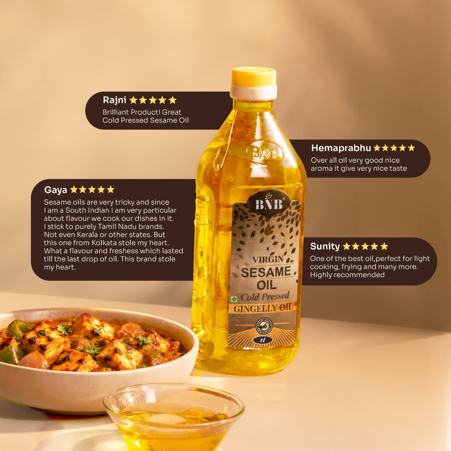 Image of BNB Virgin Sesame Oil|Til OIl|Gingelly Oil|Cold Pressed Cooking Oil |Deepak Puja Oil Sesame Oil (1 L)