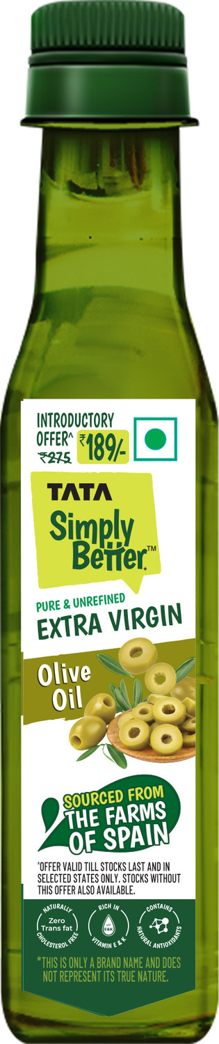 Image of Tata Simply Better Pure & Unrefined Extra Virgin Olive Oil 100ml | Olive Oil