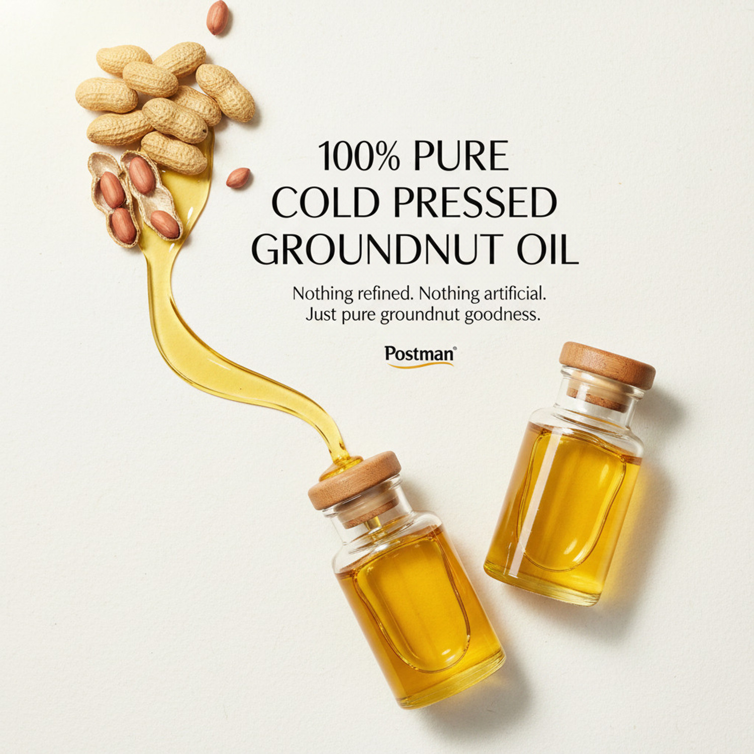 Image of Postman Cold Pressed Moongfali /Peanut /Singdana Double Filtered Groundnut Oil