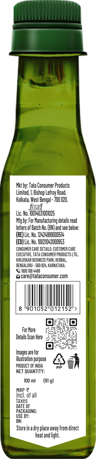 Image of Tata Simply Better Pure & Unrefined Extra Virgin Olive Oil 100ml | Olive Oil