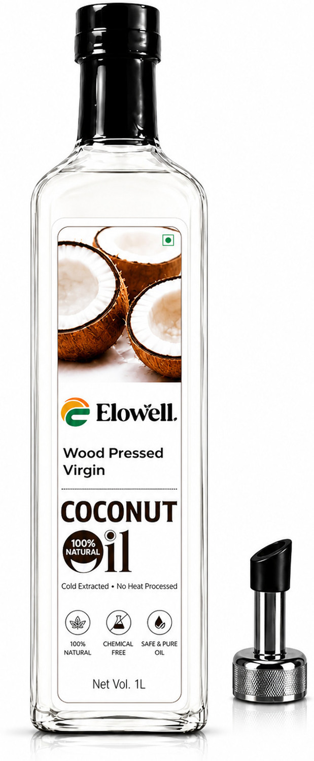 Image of Elowell Edible Cold Pressed for Cooking Hair & Skin Coconut Oil