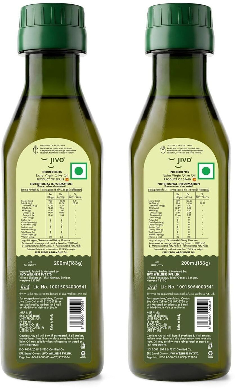 Image of JIVO Extra Virgin Olive Oil | Imported From Spain | High in MUFA, Vitamin E | Olive Oil