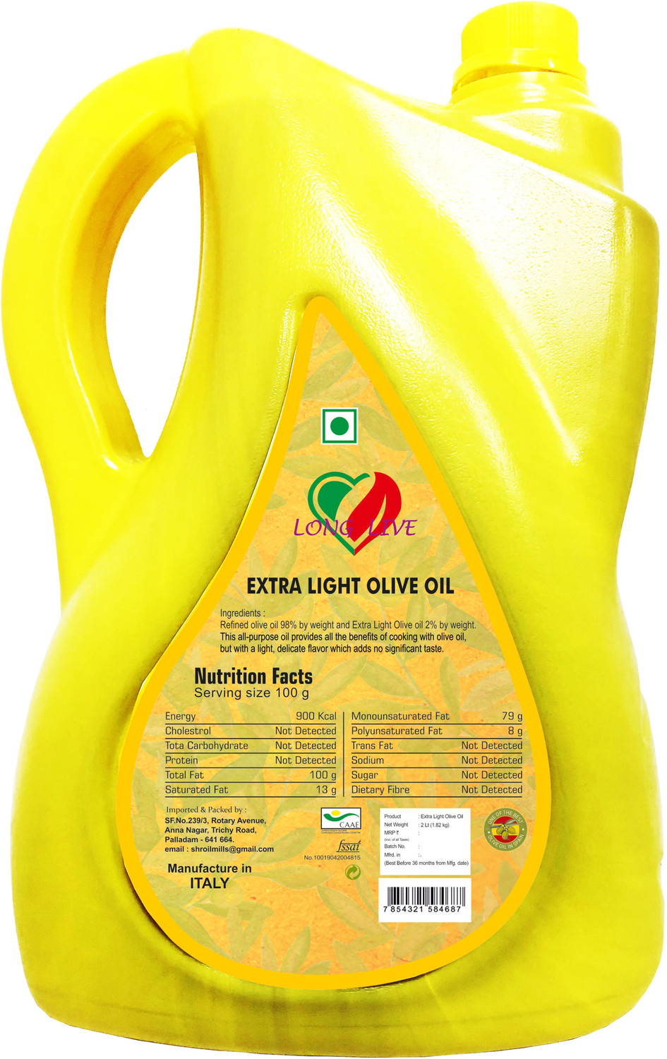 Image of Long Live Extra Light Olive Oil