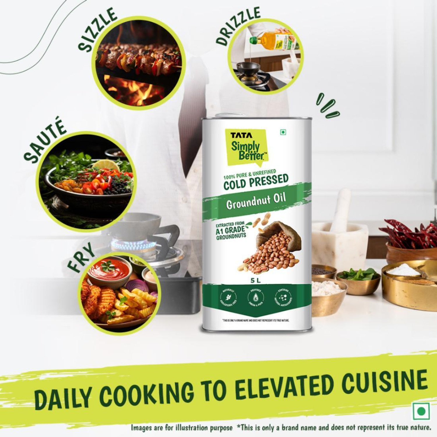 Image of Tata Simply Better Cold Pressed, Pure and Unrefined Groundnut Oil