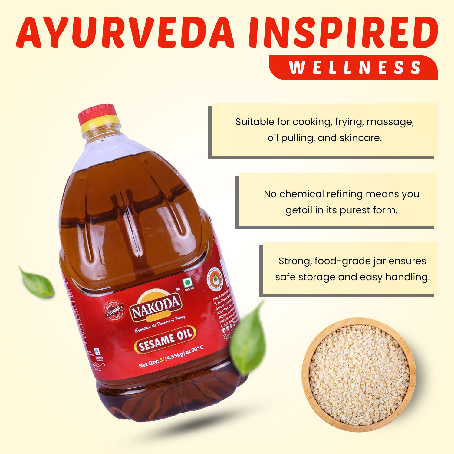 Image of NAKODA 100% Natural Sesame Oil ( Teel /Til Tel) Sesame Oil