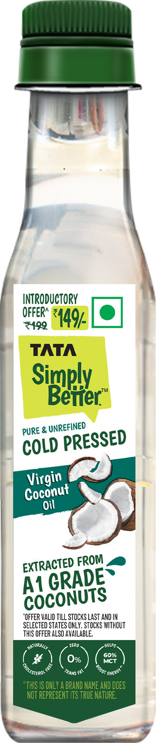 Image of Tata Simply Better Coconut Oil 100ml | Rich Aroma & Flavour of Real Coconuts | Coconut Oil