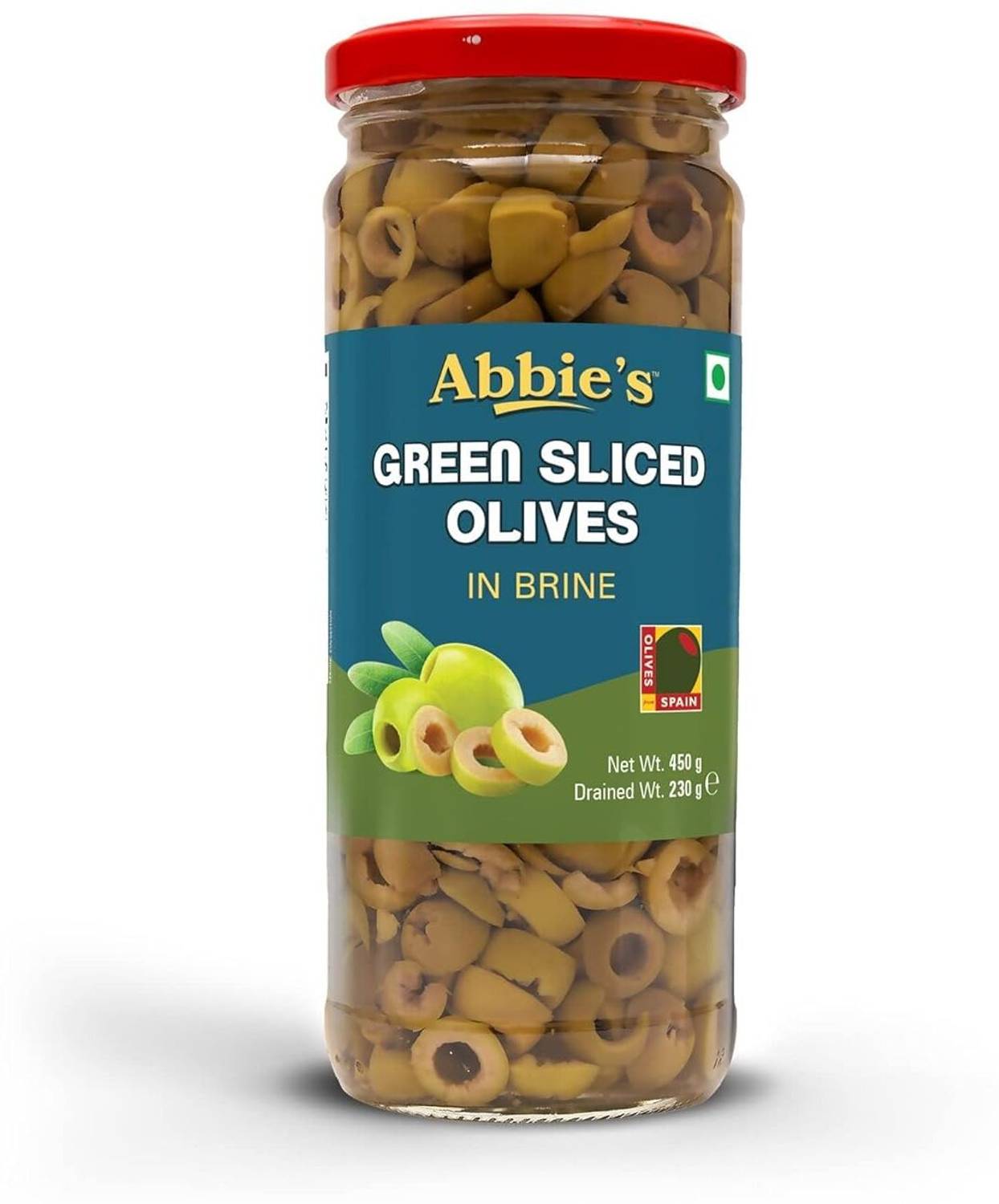 Abbie's Green slice olive 450g Garnishing, Snacking, Pizzas toppings or Italian Olives