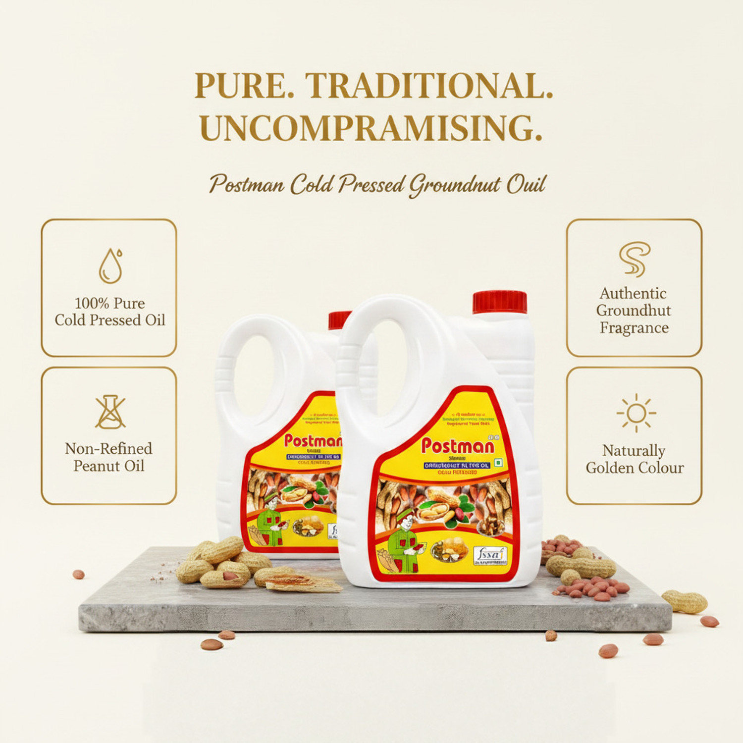 Image of Postman Cold Pressed Peanut Singdana Double Filtered Groundnut Oil (2 x 2 L)