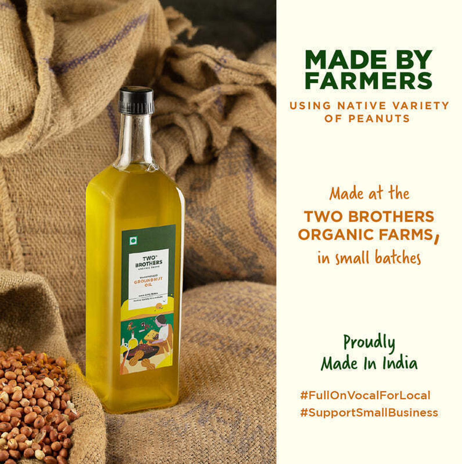 Image of Two Brothers Organic Farms Wood Pressed - 5Ltr (Tin Can) Groundnut Oil
