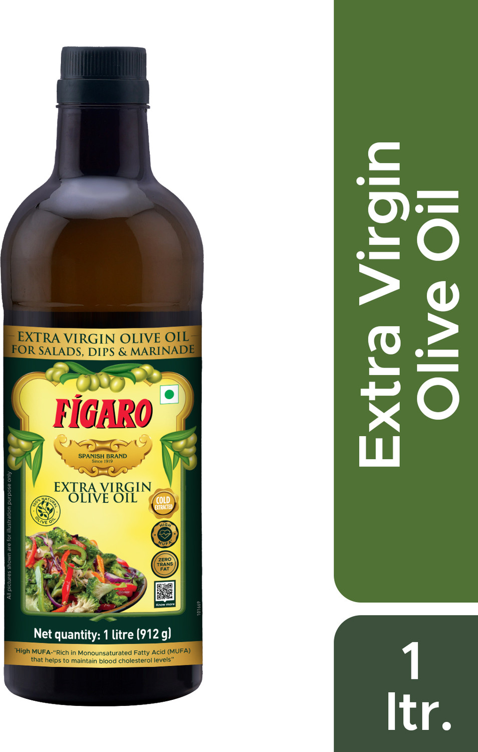 Image of FIGARO Extra Virgin Olive Oil PET Bottle (1000ml) PACK OF 1 Olive Oil