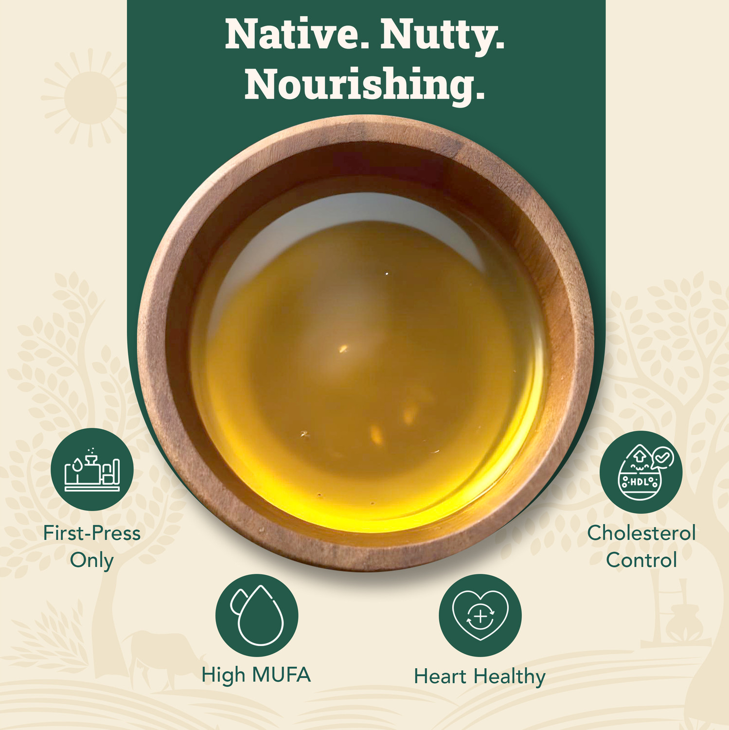 Image of Anveshan Wood Cold Pressed Kacchi Ghani Groundnut Oil
