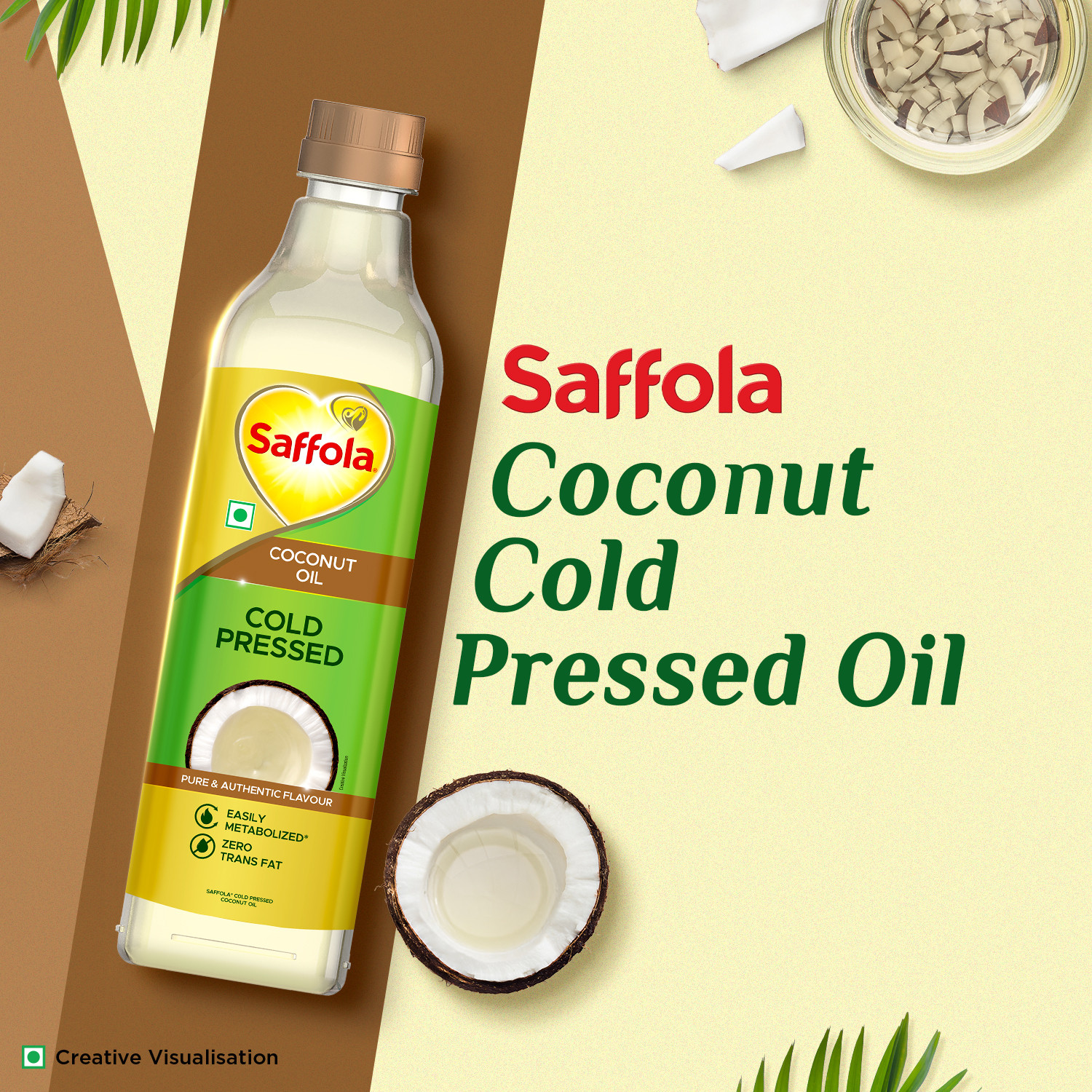 Image of Saffola Cold Pressed Coconut Oil