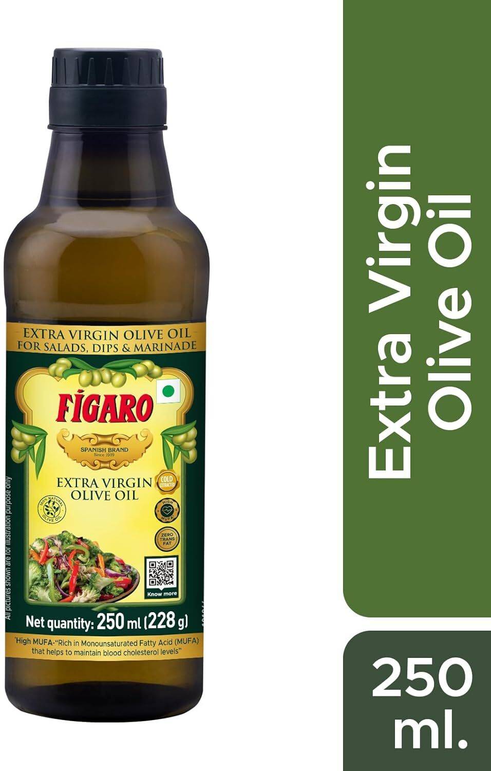 FIGARO Extra Virgin Olive Oil PET Bottle (250ml) PACK OF 1 Olive Oil