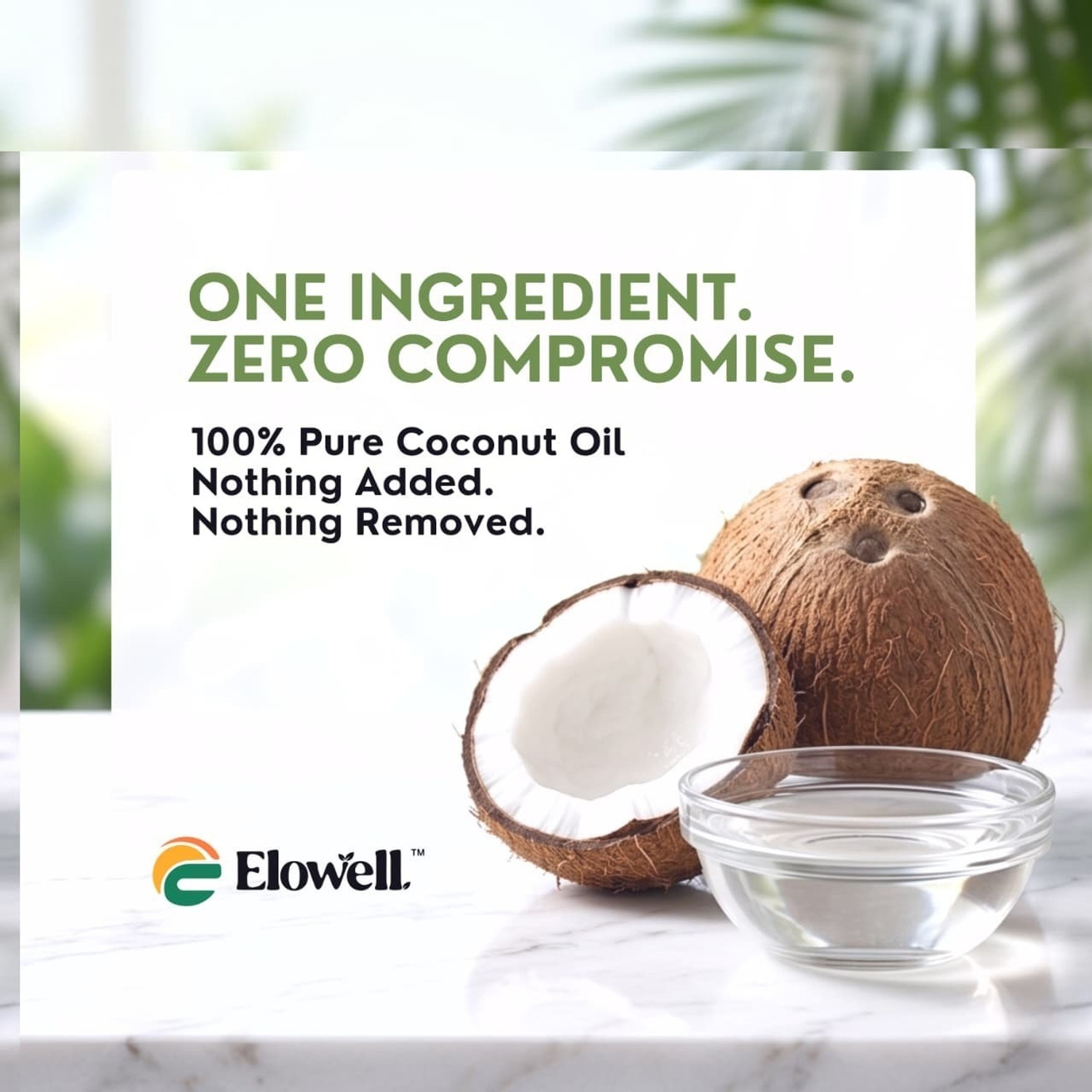 Image of Elowell Edible Cold Pressed for Cooking Hair & Skin Coconut Oil