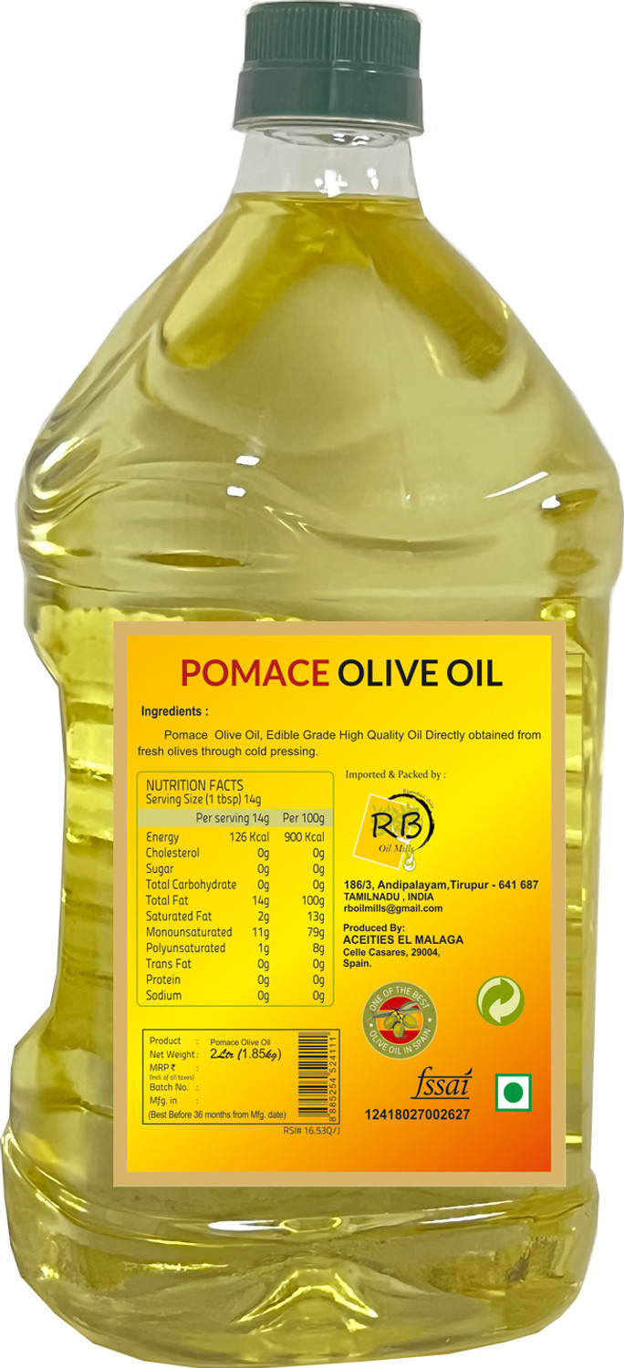 Image of The Oil Factory Pomace Olive Oil, Ideal for All Indian Cooking, (Imported from Spain ) - 2 LTR Olive Oil