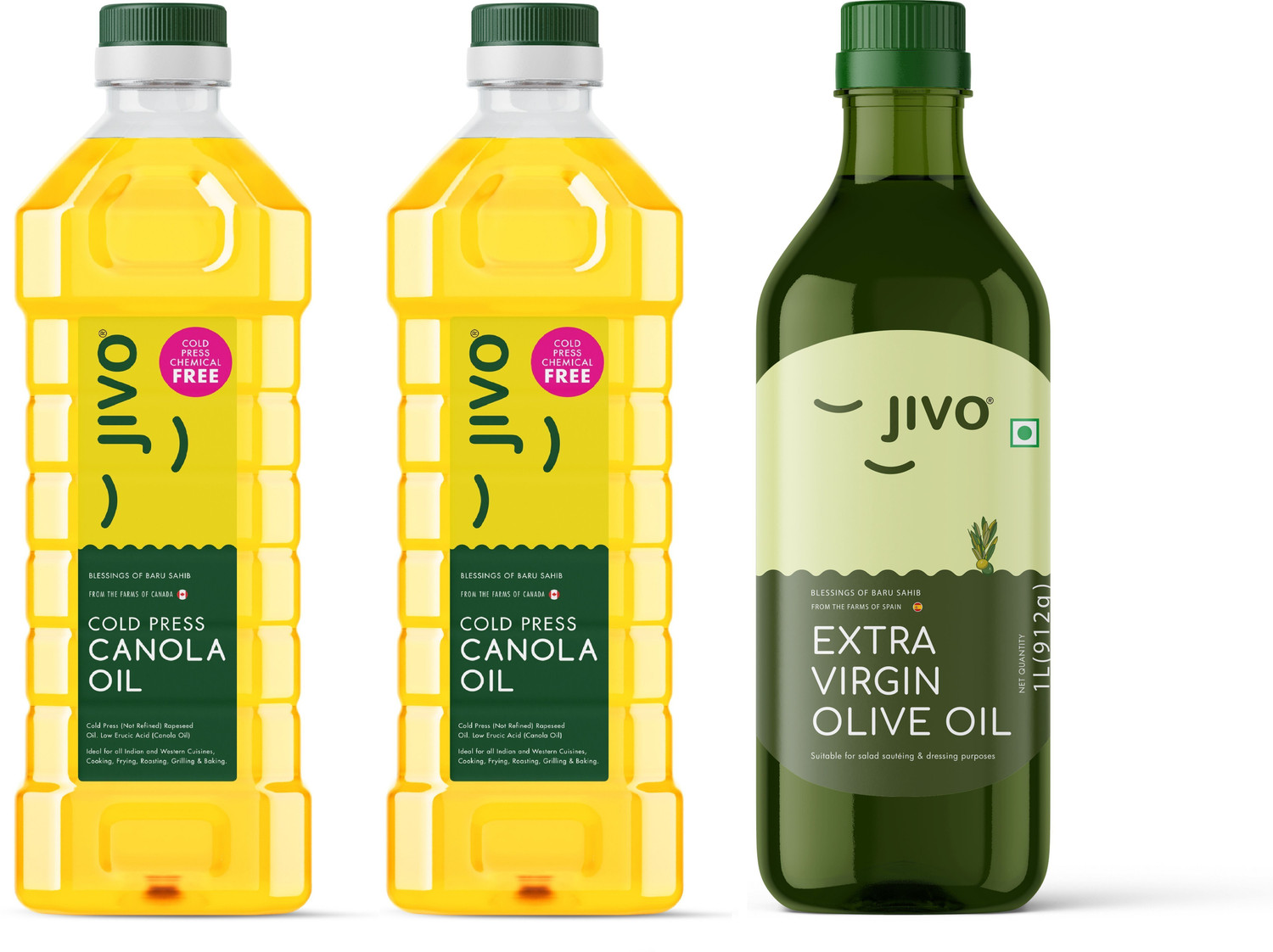 Image of JIVO Canola 1+1L+Extra Virgin 1L (PACK OF 3L) Olive Oil