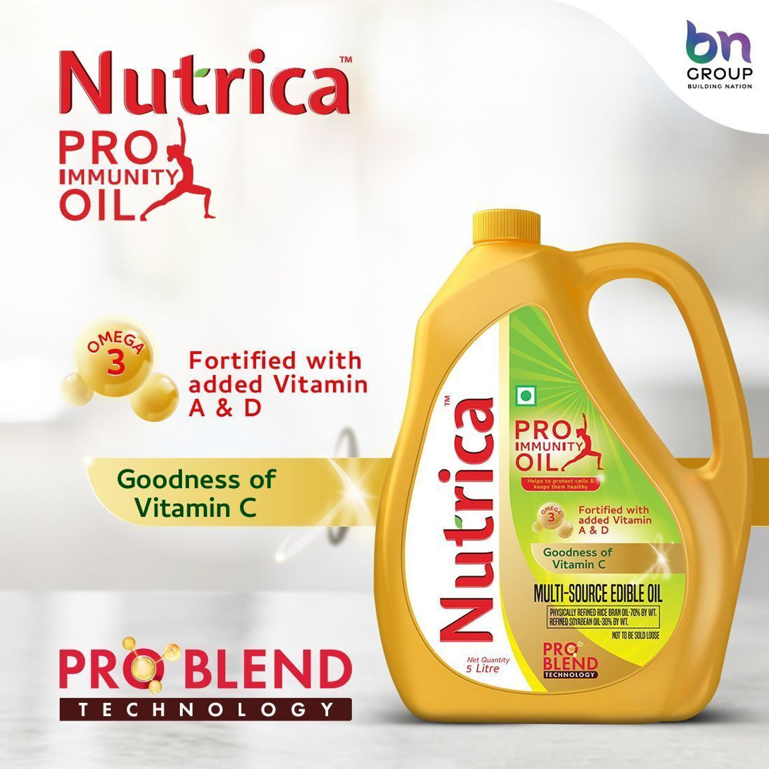 Image of Nutrica Pro-Immunity Oil 5 Litre | Fortified with Vitamins A, D & C | Rice Bran Oil (5 L)
