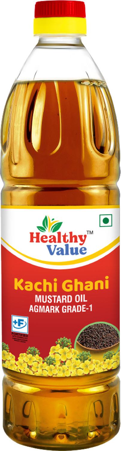 Image of Healthy Value Kachi Ghani (Sarso Oil) 1 Ltr Mustard Oil