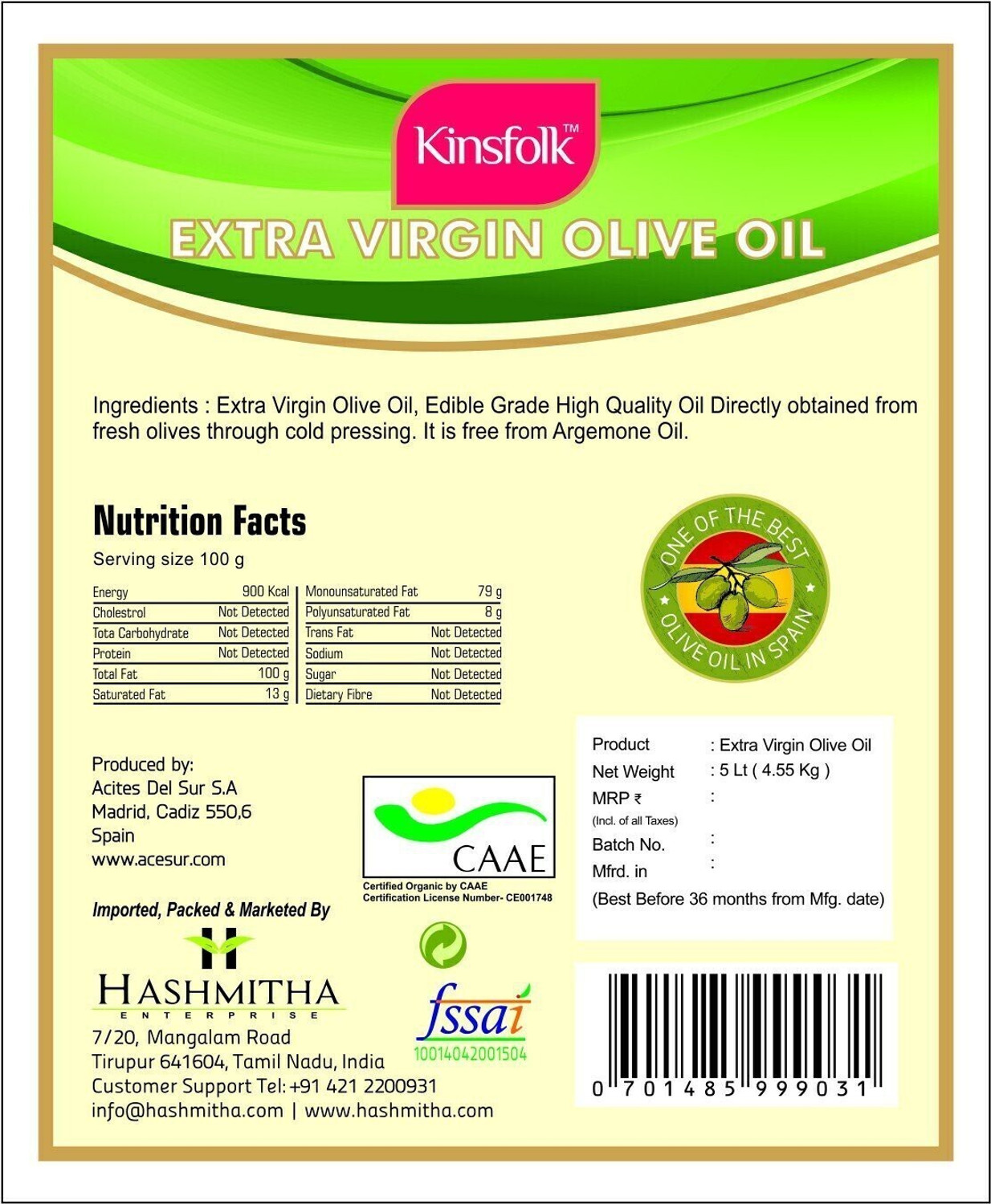 Image of Kinsfolk Extra Virgin Olive Oil