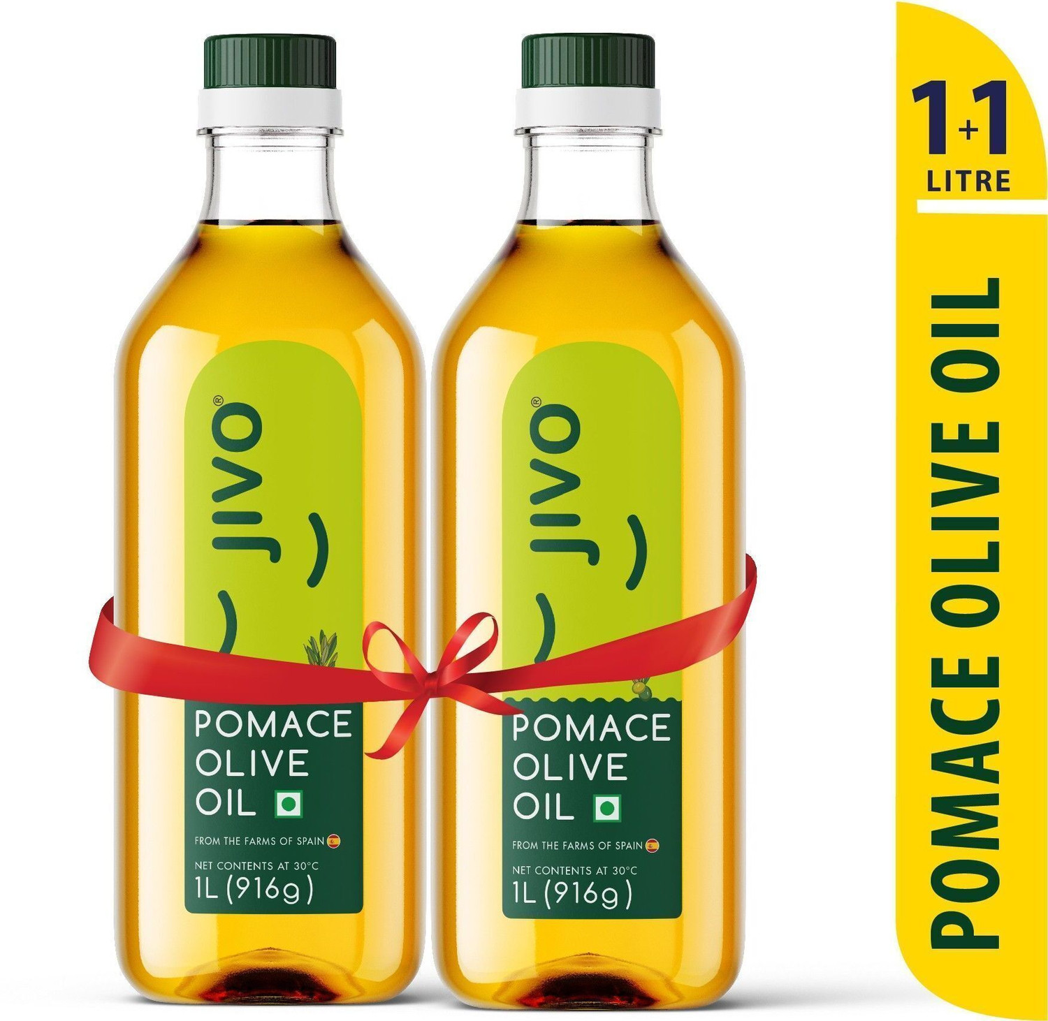 Image of JIVO Pomace Olive Oil Plastic Bottle 1 Ltr ( Pack of 2) Olive Oil