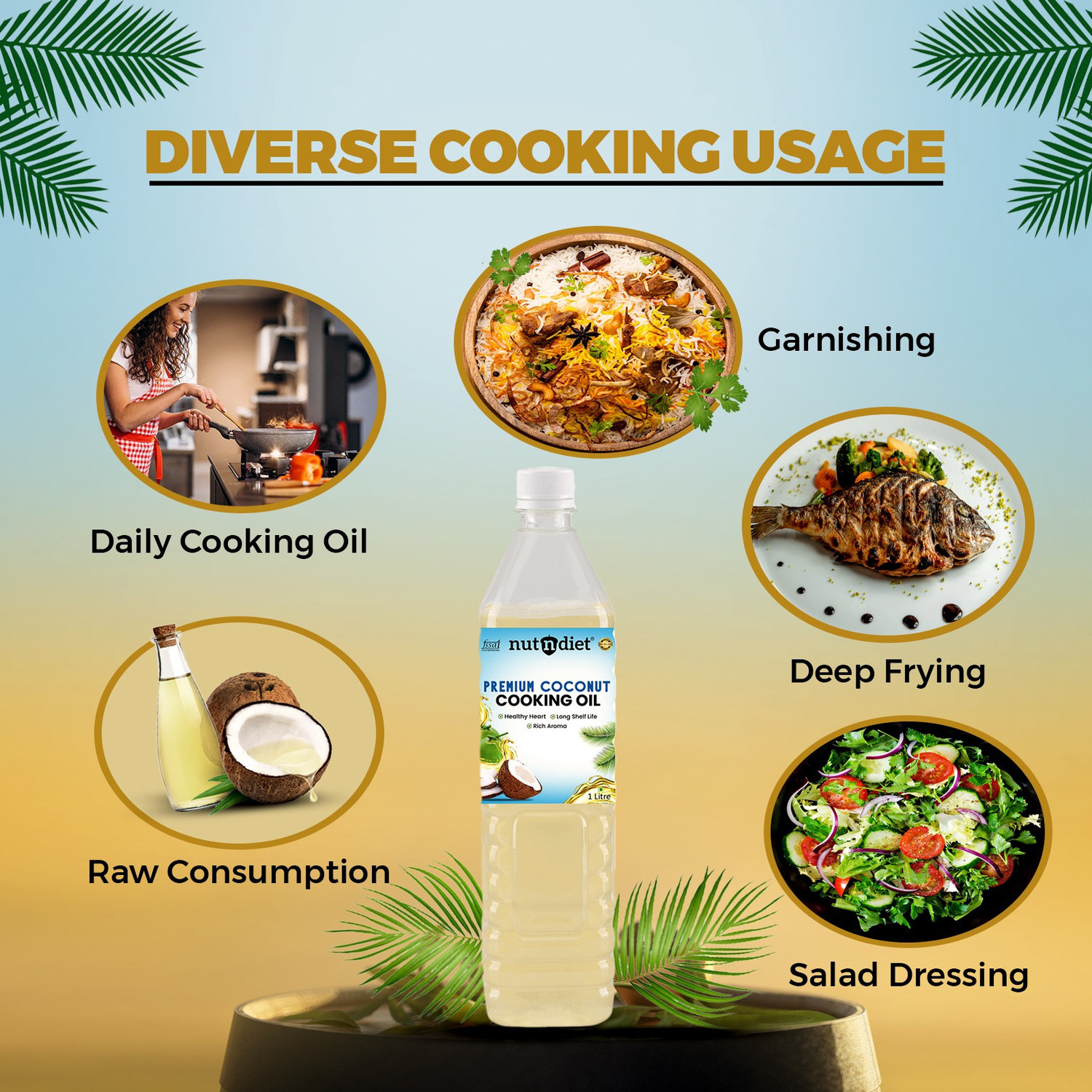 Image of nutndiet Premium Edible Coconut Cooking Oil | Chemical-Free, Rich in Nutrients Coconut Oil